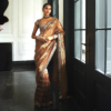 Metallic Bronze Mirror Work Saree