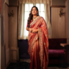 Banarasi Crush Red Embroidered & Sequin Saree