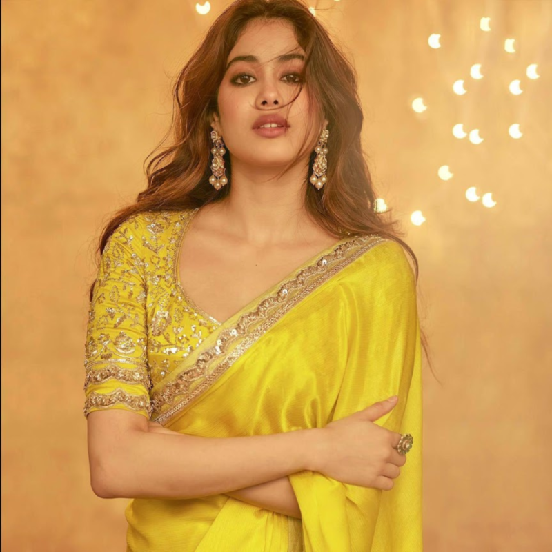 Chiffon Yellow Designer Saree - Image 2