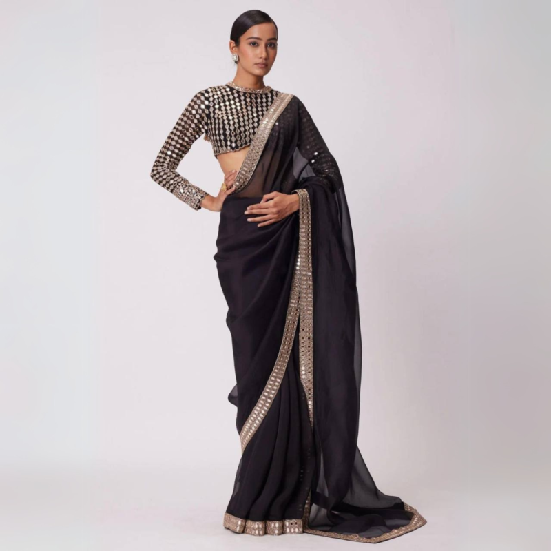 Black Mirror Work Saree
