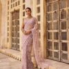 Pastel Pink Sequined Designer Saree
